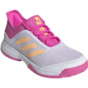 adidas ADIZERO CLUB K Dětská tenisová obuv, Bílá,Růžová,Oranžová, velikost 4.5