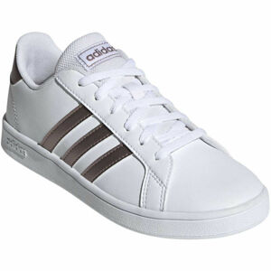 adidas GRAND COURT K Dětská volnočasová obuv, Bílá,Hnědá, velikost 34