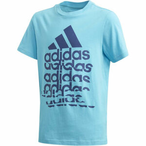 adidas YB BADGE OF SPORTS TEE Chlapecké tričko, Tyrkysová,Tmavě modrá, velikost
