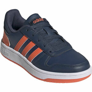 adidas HOOPS 2.0 K Dětské volnočasové boty, Tmavě modrá,Oranžová,Bílá, velikost 5.5