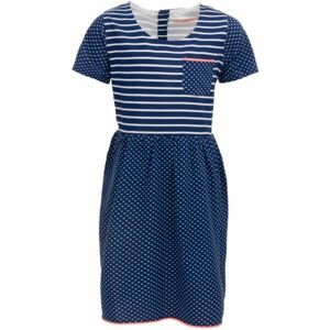 ALPINE PRO HACKO Dívčí šaty, Tmavě modrá,Bílá, velikost 128-134