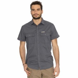 BUSHMAN PEONY NEW Pánská košile s krátkým rukávem, tmavě šedá, veľkosť XXL