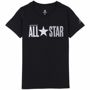 Converse ALL STAR SHORT SLEEVE CREW T-SHIRT Dámské tričko, Černá,Bílá, velikost