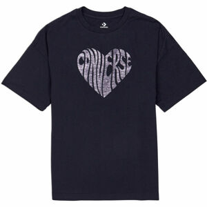 Converse HEART REVERSE PRINT TEE Dámské tričko, černá, veľkosť XS