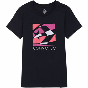 Converse WOMENS TORN CLASSIC TEE Dámské tričko, Černá,Bílá,Růžová, velikost