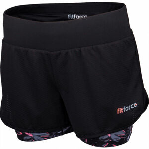 Fitforce ALBONA Dámské fitness šortky 2 v 1, černá, velikost S