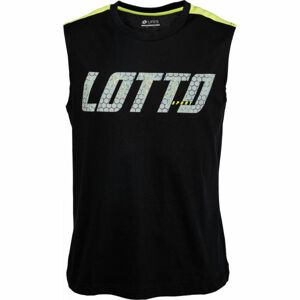 Lotto LOGO III TEE SL JS Pánské triko bez rukávů, Černá,Zelená, velikost