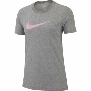 Nike DRY TEE DFC CREW Dámské tréninkové tričko, Šedá,Růžová, velikost