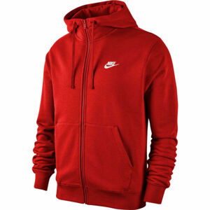 Nike NSW CLUB HOODIE FZ FT M červená L - Pánská mikina