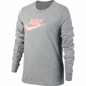 Nike NSW TEE LS ESSNT FUTURA HOOK šedá L - Dívčí tričko