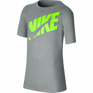 Nike HBR + PERF TOP SS B Chlapecké tréninkové tričko, Šedá,Reflexní neon, velikost