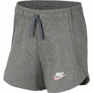 Nike NSW SHORT JERSEY G Dívčí šortky, Šedá,Růžová,Bílá, velikost M