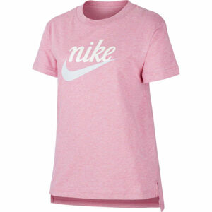 Nike NSW TEE DPTL SCRIPT FUTURA G Dívčí tričko, Růžová,Bílá, velikost XL