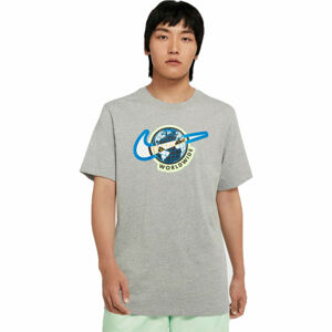 Nike NSW SS TEE SWOOSH WORLDWIDE M Pánské tričko, šedá, velikost L