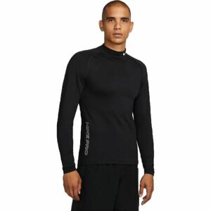 Nike TOP WARM LS MOCK Pánské tréninkové tričko, černá, velikost XL