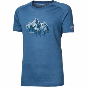Progress TASMAN Pánské triko z Merino vlny, Modrá,Bílá, velikost XXL