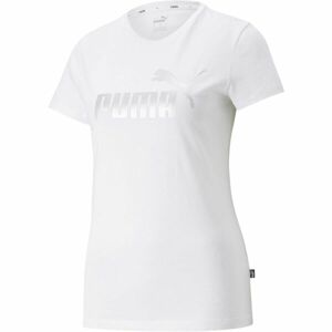 Puma ESSENTIALS+ METALLIC LOGO TEE Dámské tričko, bílá, velikost