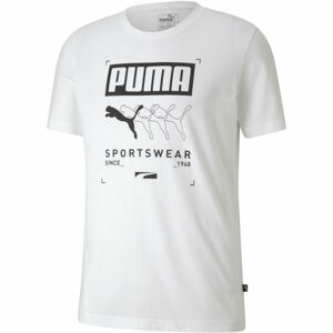 Puma BOX PUMA TEE Pánské sportovní triko, Bílá,Černá, velikost