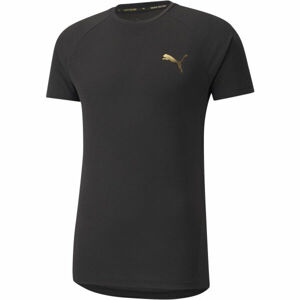Puma EVOSTRIPE TEE Pánské sportovní triko, Černá,Zlatá, velikost