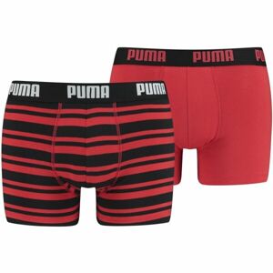 Puma HERITAGE STRIPE BOXER 2P Pánské boxerky, červená, velikost S