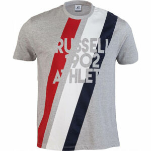 Russell Athletic STRIPE 1902 S/S CREWNECK TEE SHIRT šedá XL - Pánské tričko