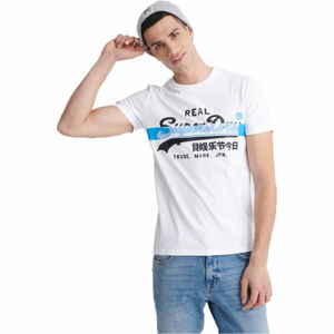 Superdry VL CROSS HATCH TEE Pánské tričko, bílá, velikost S