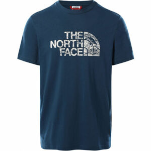 The North Face M S/S WOODCUT DOME TEE Pánské triko, modrá, velikost XXL